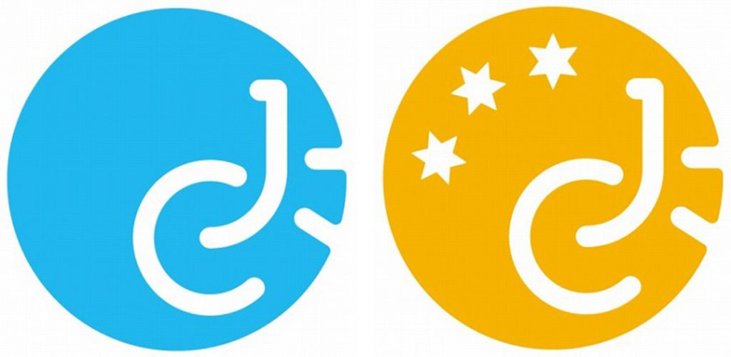 （左：ブルー）「宣言企業」のロゴ、（右：オレンジ）「優良企業」のロゴ